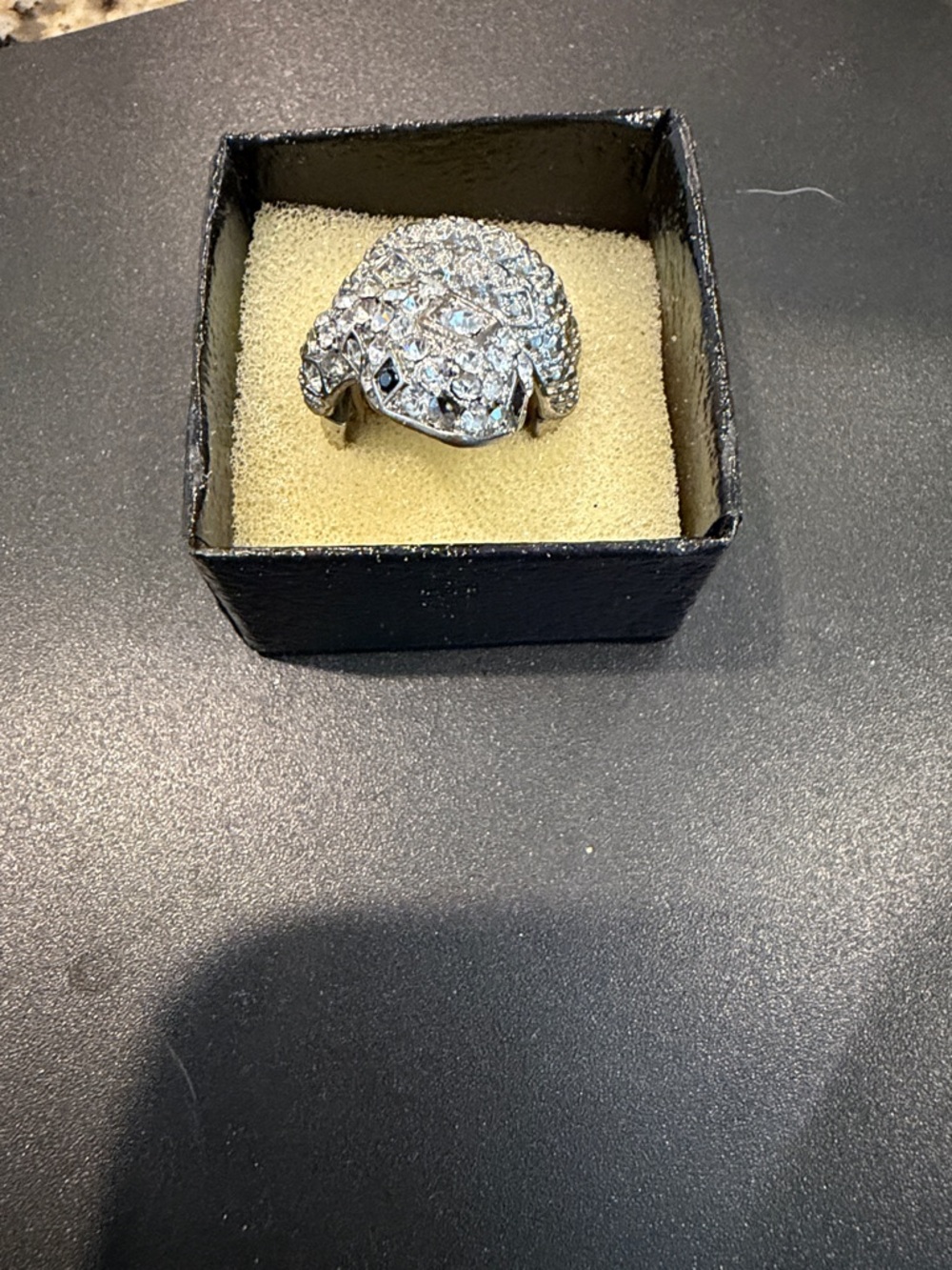 Rhinestone Snake Statement Ring - Silver Tone - Picture 3 of 4
